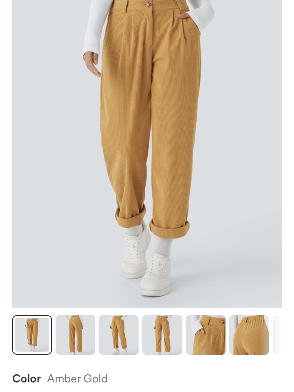 HALARA Amber Gold Cropped Corduroy Pants